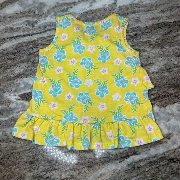 Nannette Kids Floral Sleeveless Tank Top, Asymmetrical Ruffles, Girls 6 - Picture 4 of 5